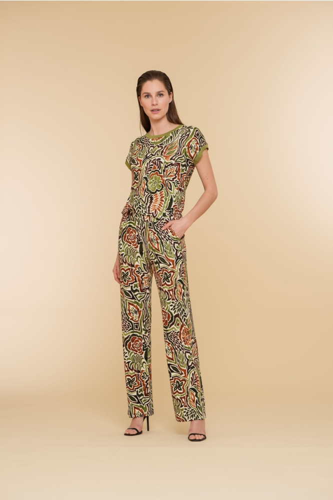 SARAH TOP MET PRINT 42053 60 Olive/Caramel